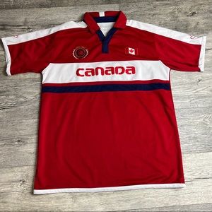 Canada Athletics Mens Polo Shirt Soccer Football FIFA Short Sleeve Knit L
